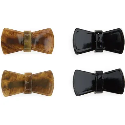 Tasha Assorted 4-pack Bow Barrettes In Brown/black