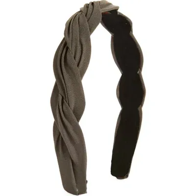 Tasha Braided Pleated Headband In Dark Grey