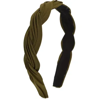 Tasha Braided Pleated Headband In Green