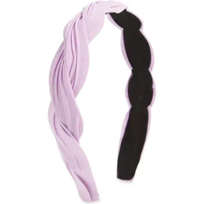 Tasha Braided Pleated Skinny Headband In Purple