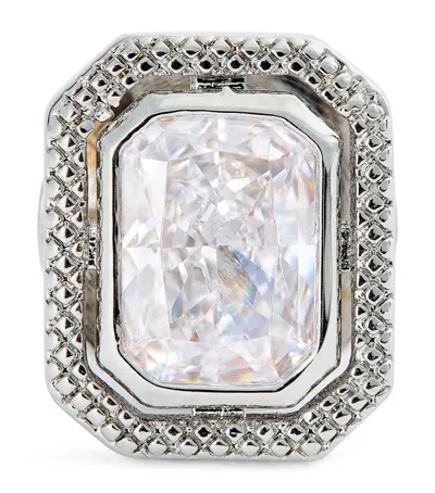 Tateossian Rhodium-plated And Cubic Zirconia Halo Pin In Silver