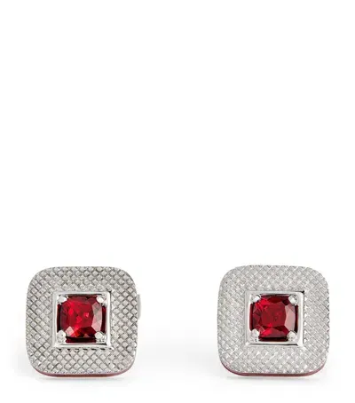 Tateossian Sterling Silver And Red Garnet Refratto Cufflinks