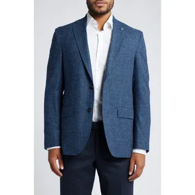 Ted Baker London Karl Mini Houndstooth Check Wool & Cotton Blend Sport Coat In Blue