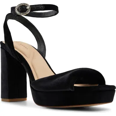 Ted Baker London Maddy Ruche Ankle Strap Platform Sandal In Black