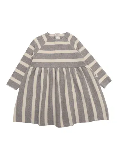 Teddy & Minou Kids' Long Sleeved Dress In Gray