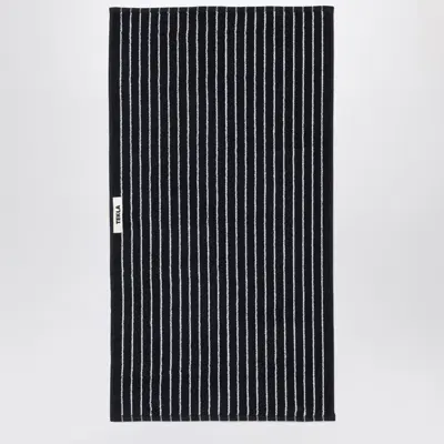 Tekla Black Bath Towel With White Stripes 50x90