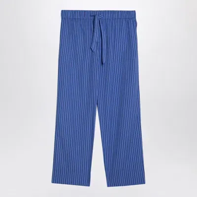 Tekla Light Blue Striped Pyjama Trousers In Multicolor