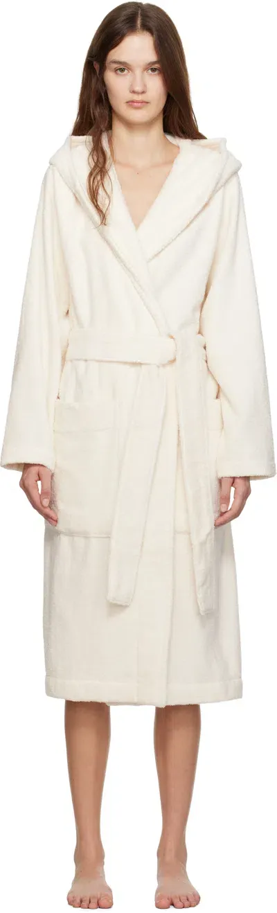 Tekla Off-white Terry Hooded Bathrobe In Ivory