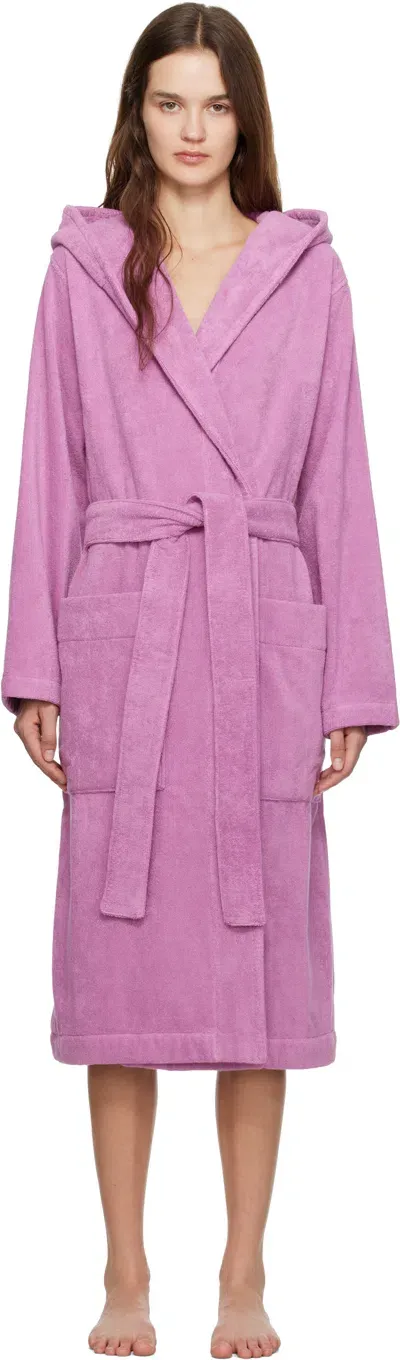 Tekla Pink Terry Hooded Bathrobe In Megenta