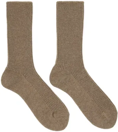 Tekla Ssense Exclusive Brown Auralee Edition Baby Cashmere Night Socks In Green