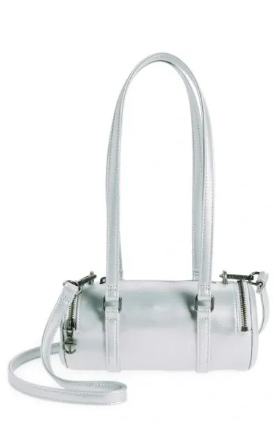 Telfar Small Faux Leather Duffle Bag In Silver