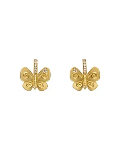 Temple St Clair 18k Yellow Gold Diamond Butterfly Earrings