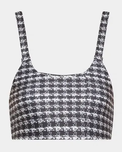 Terez Houndstooth Hi-shine Scoop-neck Sports Bra In Multi