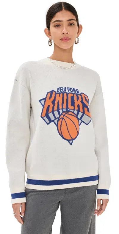 Terez Knicks Knit Crew Neck Sweatshirt Heather Grey