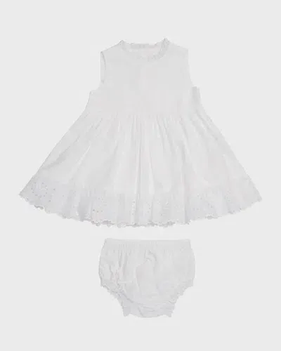 Tessa James Kids' Baby Girl's Caroline Eyelet Trim Dress W/ Bloomers In White