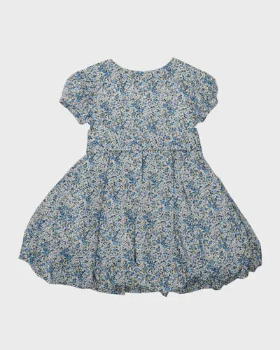 Tessa James Kids' Girl's Elizabeth Dainty Floral-print Pouf Dress In Blue