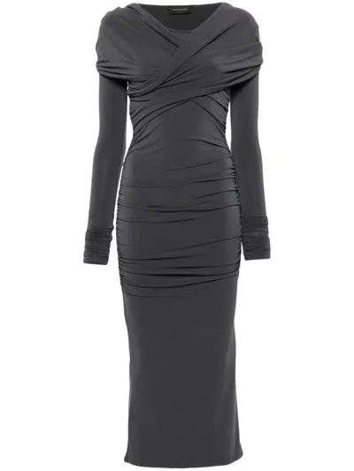 The Andamane Odilla Hooded Midi Dress In Gaphite