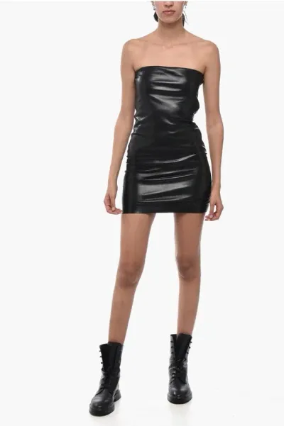 The Andamane Eco-leather Strapless Minidress