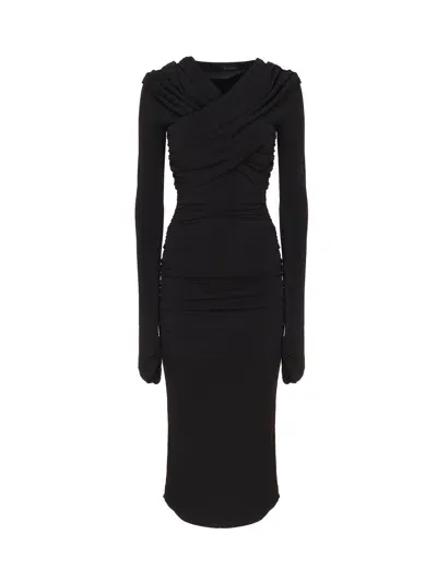 The Andamane Fitted Dress With Hood In Black