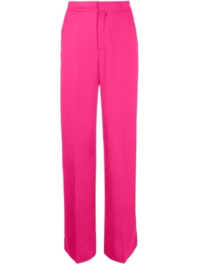 The Andamane Karla Satin Crepe Straight Pants In Rosa