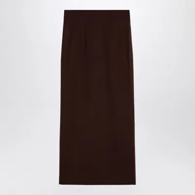 The Andamane Hot Chocolate Shelby Maxi Skirt In Wool In Brown