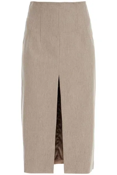 The Andamane Pencil Skirt With Slit In Neutrals