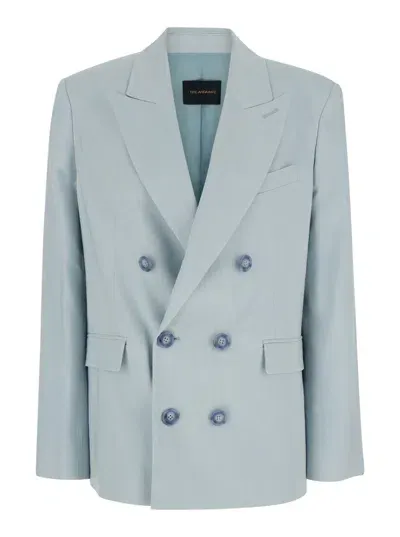 The Andamane Pixie Double Breasted Blazer In Light Blue