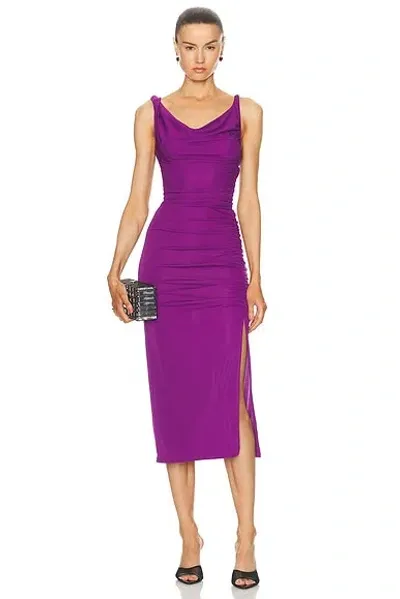 The Andamane Providence Detailed Shoulder Midi Dress In Amethyst