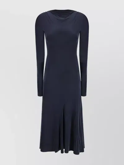 The Andamane Sabrina Midi Dress Long Sleeves In Dark Blue