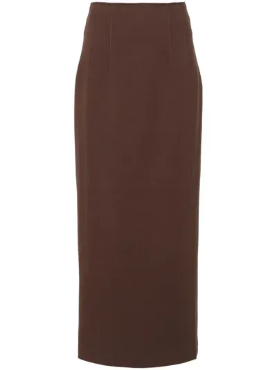 The Andamane Shelby Wool Blend Maxi Skirt In Brown