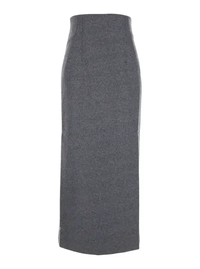 The Andamane Shelby Midi - High Waisted Midi Skirt In Grey