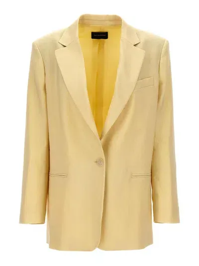 The Andamane Single-breasted Linen Blazer In Yellow