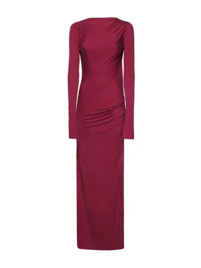 The Andamane Sophie Open Back Jersey Long Dress In Purple