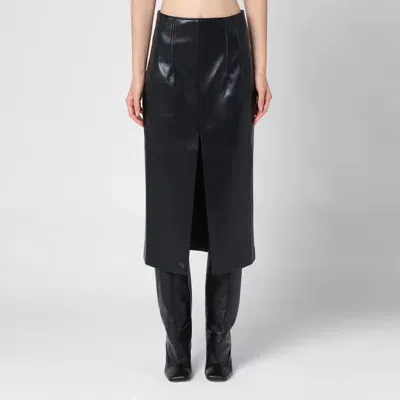 The Andamane Stephanie Black Leatherette Midi Skirt