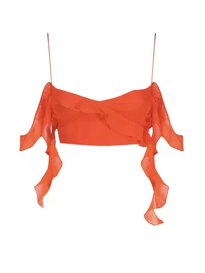 The Andamane Ruffle Bralette Top In Orange