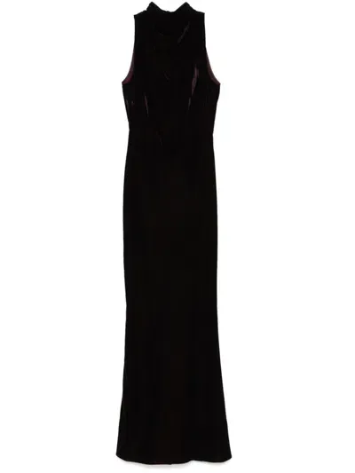 The Andamane Velvet Maxi Dress In Prugna