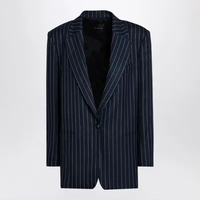 The Andamane Blue And White Pinstriped Guia Blazer