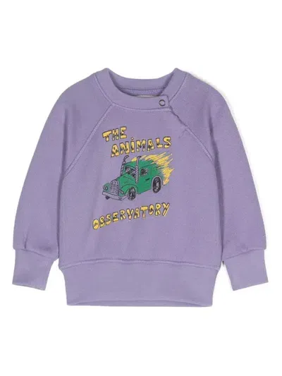 The Animals Observatory Babies' Illustration Logo-print Sweatshirt In 紫色