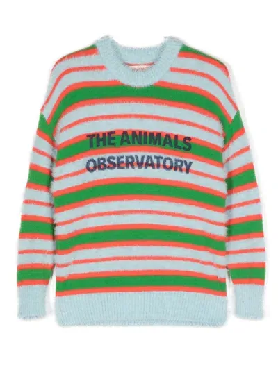 The Animals Observatory Kids' Stripes Bull Striped Jumper In Blue