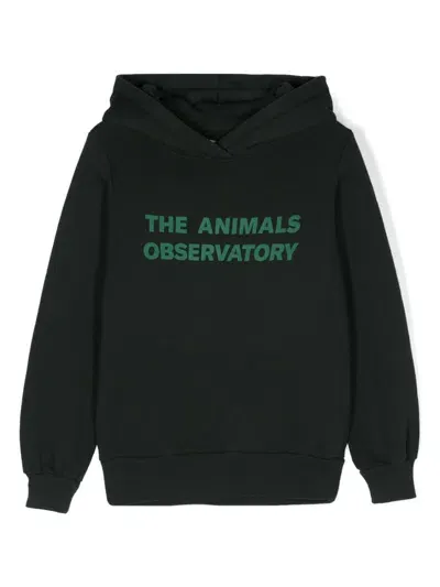 The Animals Observatory Kids' Taurus Cotton Hoodie In Green