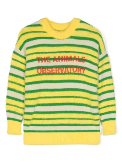 The Animals Observatory Kids' The Stripes Bull Brushed Jumper In Yellow