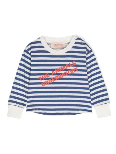 The Animals Observatory Babies' Wapiti Striped T-shirt In White