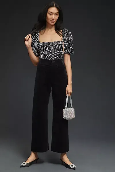 The Colette Collection By Maeve The Colette Cropped Wide-leg Corduroy Trousers By Maeve In Black