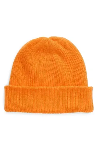 The Elder Statesman Rib Cashmere Watchman Cap In Mandarin