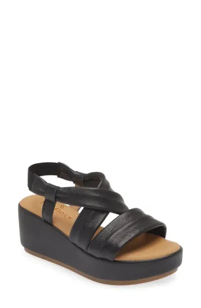 The Flexx Scott Slingback Platform Wedge Sandal In Black