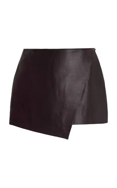 The Frankie Shop Cleo Leather Mini Wrap Skirt In Purple