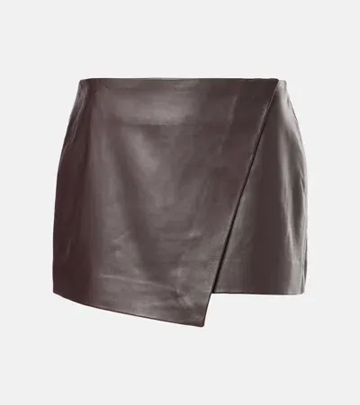 The Frankie Shop Cleo Leather Wrap Skirt In Lila