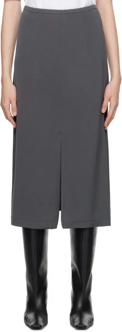 The Frankie Shop Gray Judy Midi Skirt In Light Khaki