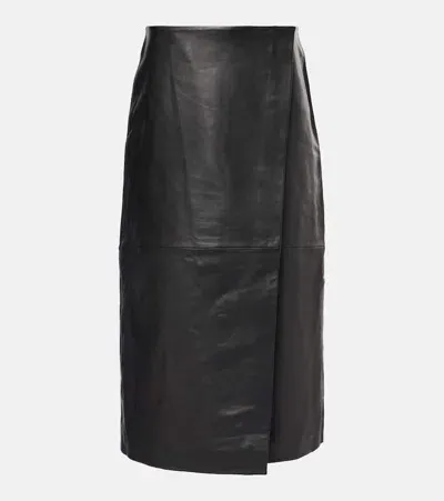 The Frankie Shop Hedi Leather Wrap Skirt In Black