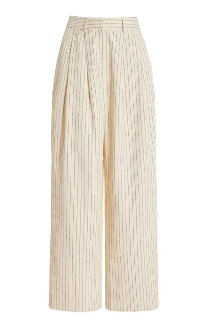 The Frankie Shop Ripley Pleated Twill Wide-leg Pants In Neutral